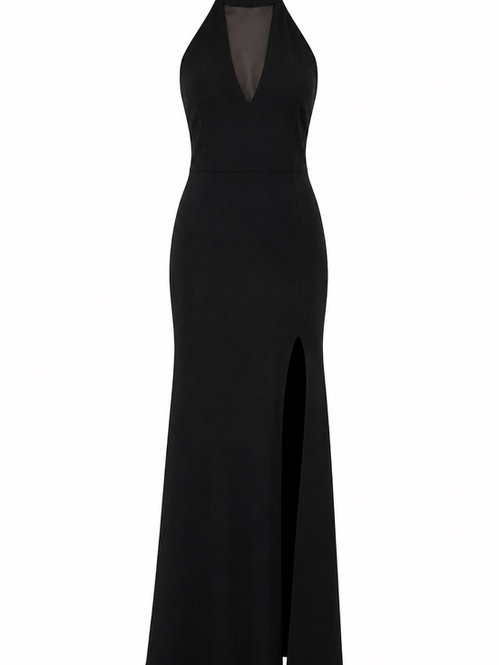Lulus Dresses & Skirts - Lulu's Black Halter Maxi Dress with Thigh Slit